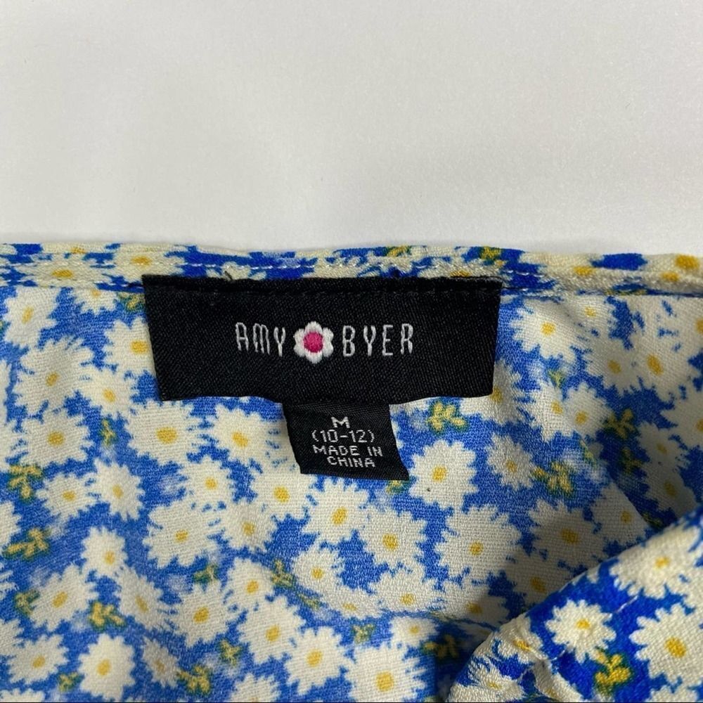 AMY BYER Girls Tie-front Ruffle Floral Daisy Top - Picture 3 of 8
